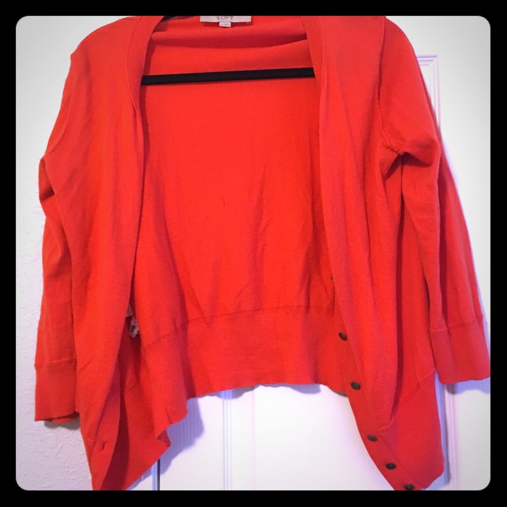 Loft Orange Cardigan sz M fits S.